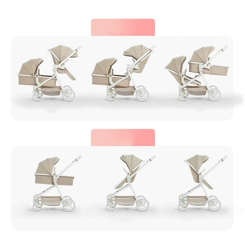 Newest Luxury Twin Baby Stroller, Poussette Double Baby Stroller,High Quality Twin Baby Stroller with 1 Year Warranty