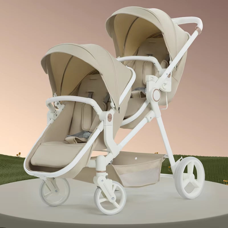 Newest Luxury Twin Baby Stroller, Poussette Double Baby Stroller,High Quality Twin Baby Stroller with 1 Year Warranty