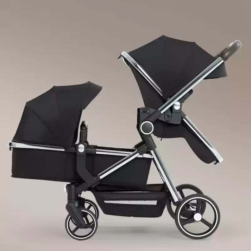 Newest Luxury Twin Baby Stroller, Poussette Double Baby Stroller,High Quality Twin Baby Stroller with 1 Year Warranty