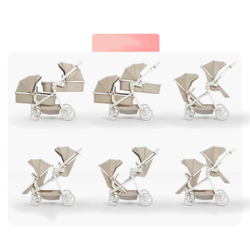 Newest Luxury Twin Baby Stroller, Poussette Double Baby Stroller,High Quality Twin Baby Stroller with 1 Year Warranty