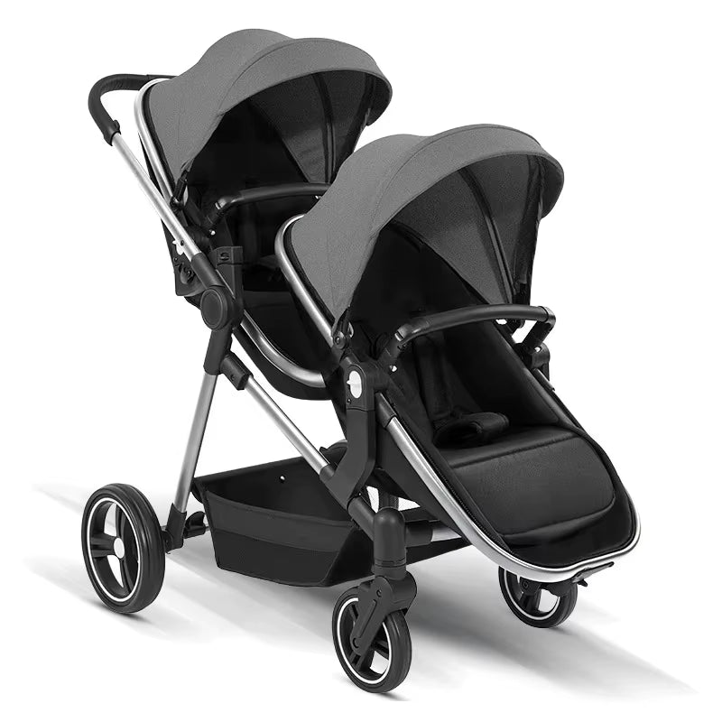 Newest Luxury Twin Baby Stroller, Poussette Double Baby Stroller,High Quality Twin Baby Stroller with 1 Year Warranty