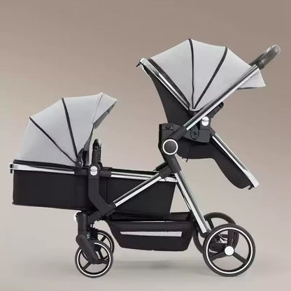 Newest Luxury Twin Baby Stroller, Poussette Double Baby Stroller,High Quality Twin Baby Stroller with 1 Year Warranty